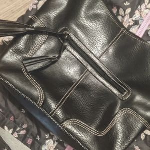 Tommy Hilfiger Black Faux Leather Purse Shoulder Hand Bag